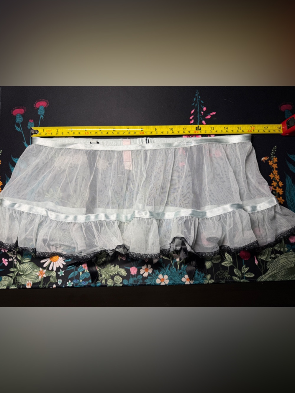 VINTAGE Victoria's Secret Sheer Pastel Blue Ruffle Garter Belt Y2K VS